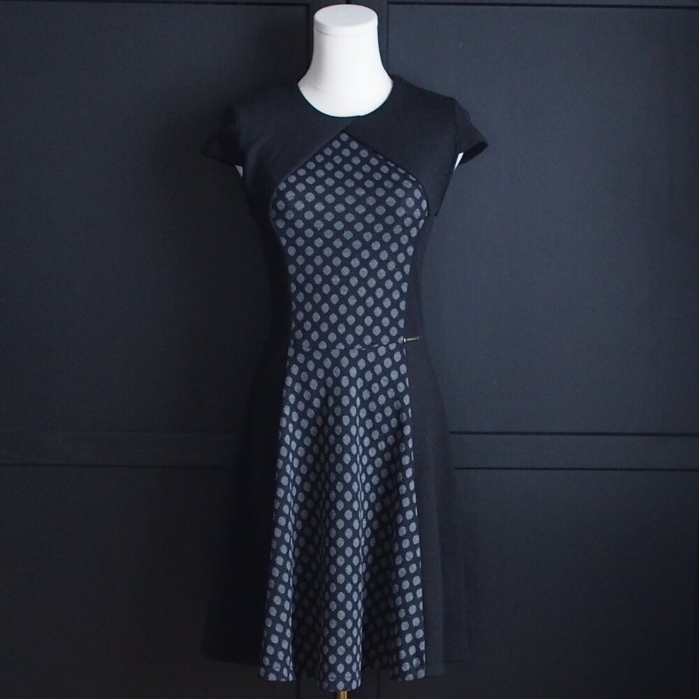 COCO & tashi | Ponte Black Polka Dot Cap Sleeve Dress